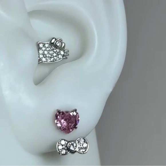 Hello Kitty Pink and Silver Stud Earrings - Picture 4 of 6